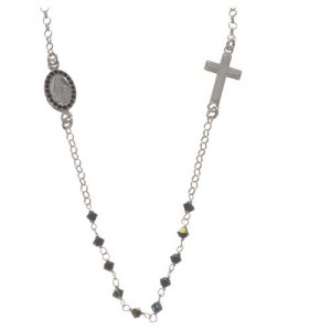 collier arg 800 et swarovski noir miraculeux