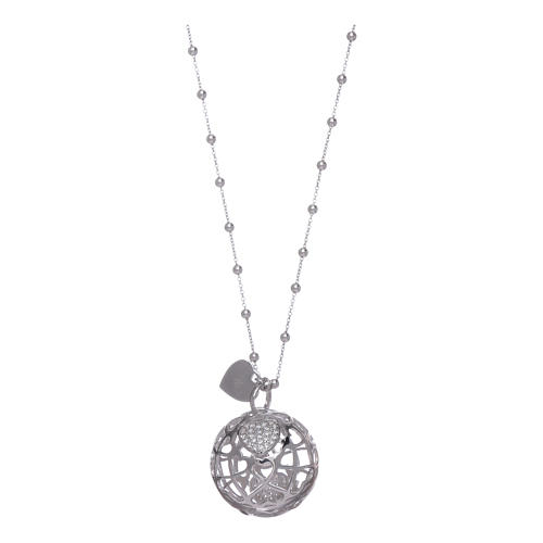 collier amen appelle coeur anges et zircons argent 925