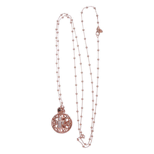 collier amen appelé anges roses et zircons en argent 925