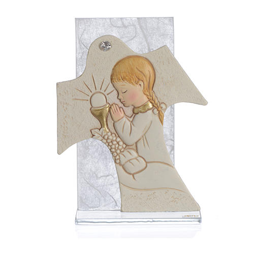 Cadre Communion Fille blanc 11,5x8 cm