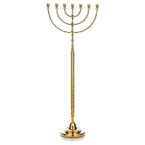 Menorah 7 branches en laiton dore