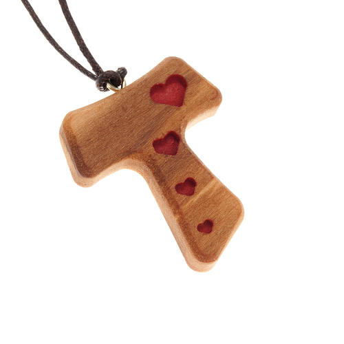 Tau pendentif coeurs rouges