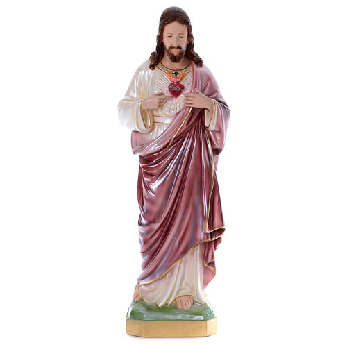Sacre-Coeur de Jesus statue 80 cm platre nacre