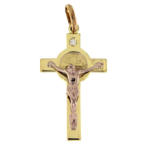 croix de st. benoit pendentif or et diamant