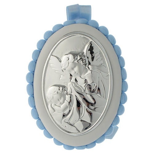 medaille de lit bleu pompon ange carillon
