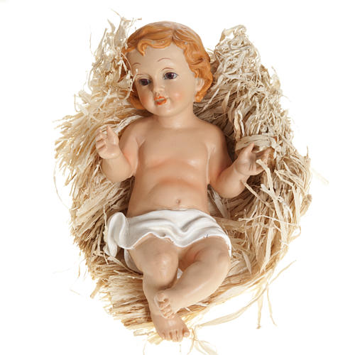 Enfant Jesus polyresine avec paille differe
