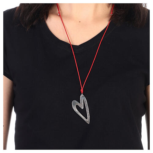 Collier en corde avec coeur pendentif argent 925 HOLYART