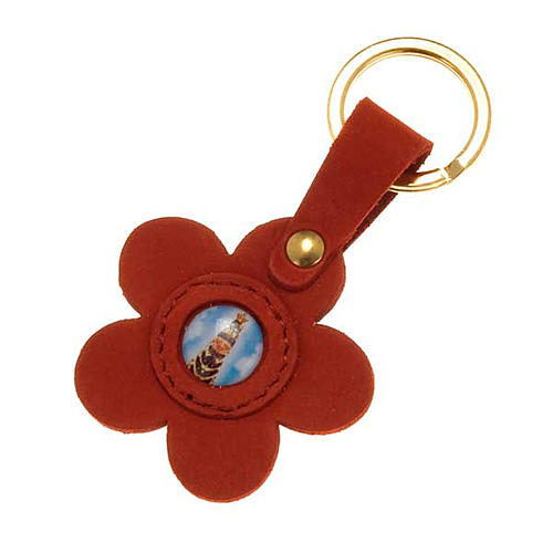 Porte-clefs cuir Notre Dame de Loreto fleur