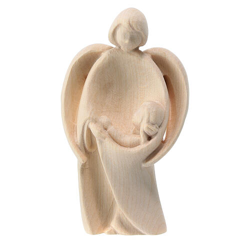 Ange gardien avec fille en bois