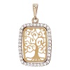 pendentif arbre de la vie or 18k bicolore swarovski rectangulaire