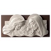 Cadre tete de lit Sainte Famille blanc et marron 25x55 cm resine et bois