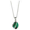 Pendentif vert oeuf style Faberge ouvrant lignes de strass