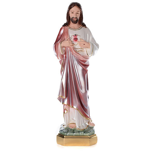 Sacré-Coeur de Jésus statue 80 cm plâtre nacré