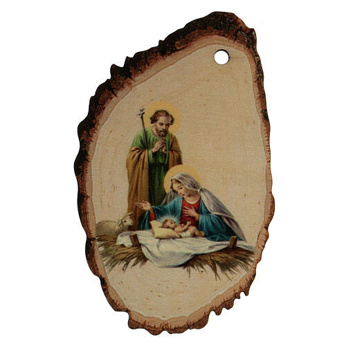 Décoration de Noël bois façonné Sainte Famille et Enfant Jésus