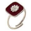 Bague réglable émail rouge coquillage argent 925 Collection HOLYART