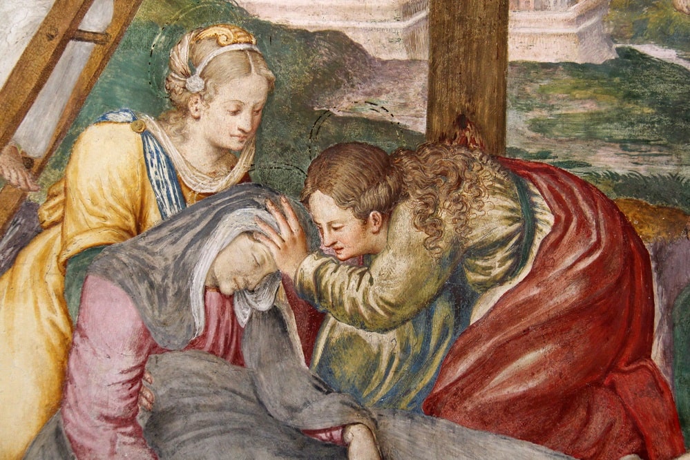 Les pieuses femmes : les trois Marie présentes sous la croix de Jésus
