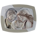 Cadre Sainte Famille argent et bords arrondis 150x150