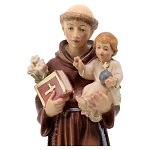 St Antoine de Padoue avec Enfant bois peint Val Gardena