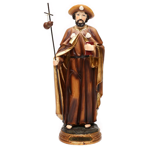 Statue Saint Jacques apôtre 30 cm résine colorée