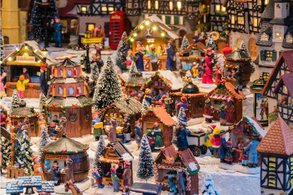 Village de Noël miniature en bois