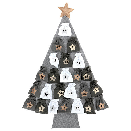 Calendrier Avent sapin gris sachets 120 cm