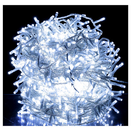 Guirlande lumières Noël 1000 LED blanc froid câble transparent intext