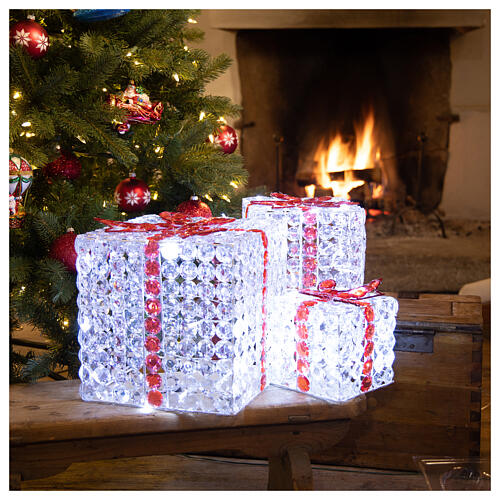Lumières paquets cadeaux blanc glace 120 LED h 271521 cm usage intérieurextérieur