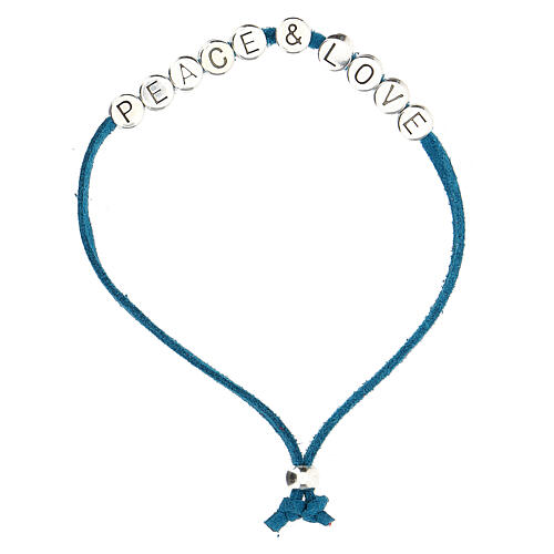 Bracelet Peace and Love alcantara turquoise