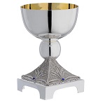 calice argent 800 filigrane base carree et lapis lazuli 
