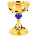 calice noeud bleu laiton dore filigrane pierres