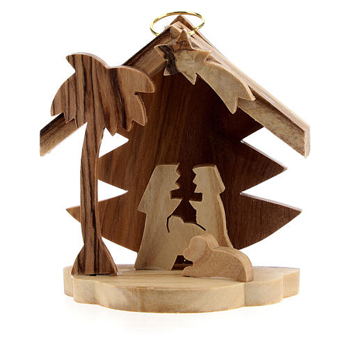 decoration sapin noel silhouettes sainte famille bois olivier bethleem 7 cm