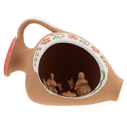 nativite 3 cm dans une jarre terre cuite naturelle 10x15x10 cm