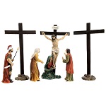 Scène Jésus sur la croix avec Marie et un soldat à ses pieds 9 cm