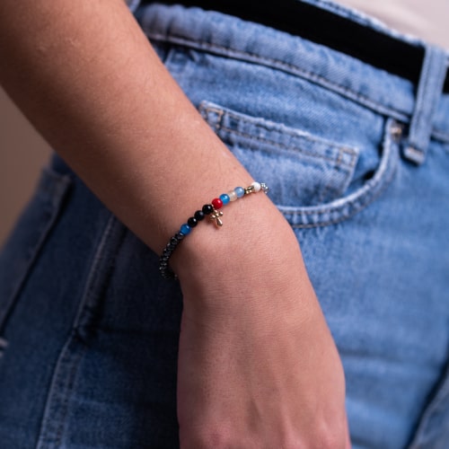 Bracelet Vie de Jésus Agios croix zircons rouges