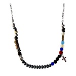Collier Agios Iesus croix zircons rouges