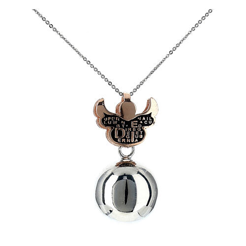 Grelot de grossesse 20 mm avec ange Agios argent 925 rosé