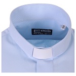 chemise clergy cococler m. longues repassage facile diagonale mixte coton bleu clair