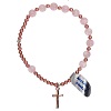 Bracelet élastique dizainier quartz rose et croix rosé
