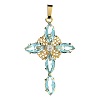 Pendentif croix cristal aigue-marine