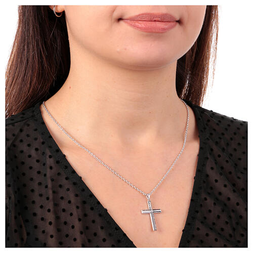 Collier argent unisexe croix broderie bijoux Amen